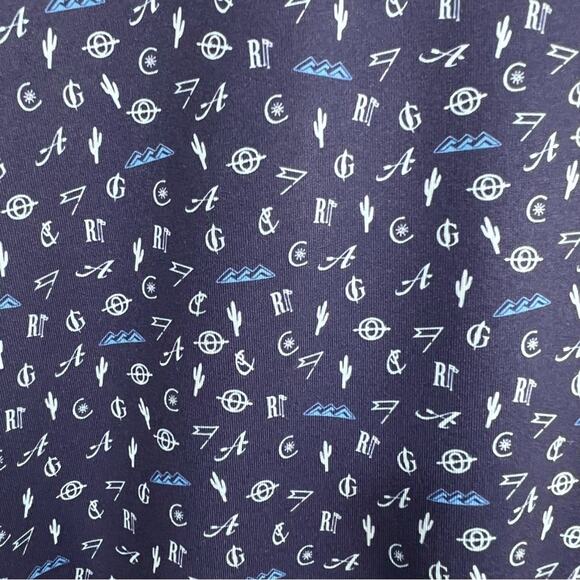 Peter Millar Summer Comfort Performance Golf Polo Navy Print Shirt Size Medium - Picture 6 of 11